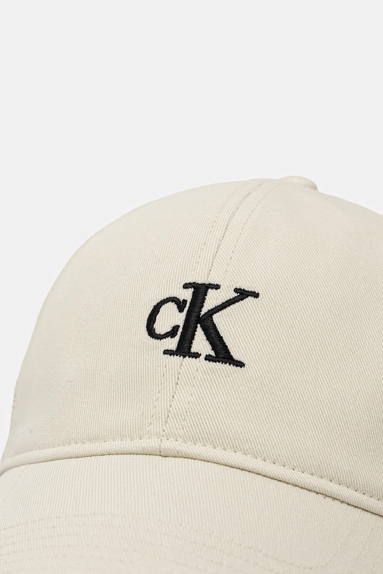 Αξεσουάρ Calvin Klein Καπέλο με γείσο γυναικείο βαμβακερό LV04K5024G μπεζ