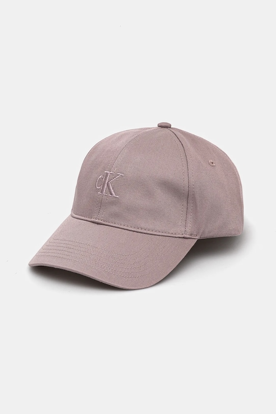 Bavlněná baseballová čepice Calvin Klein Jeans bavlna fialová LV04K5024G