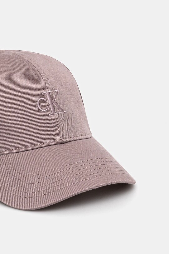 Bavlněná baseballová čepice Calvin Klein Jeans LV04K5024G fialová SS25