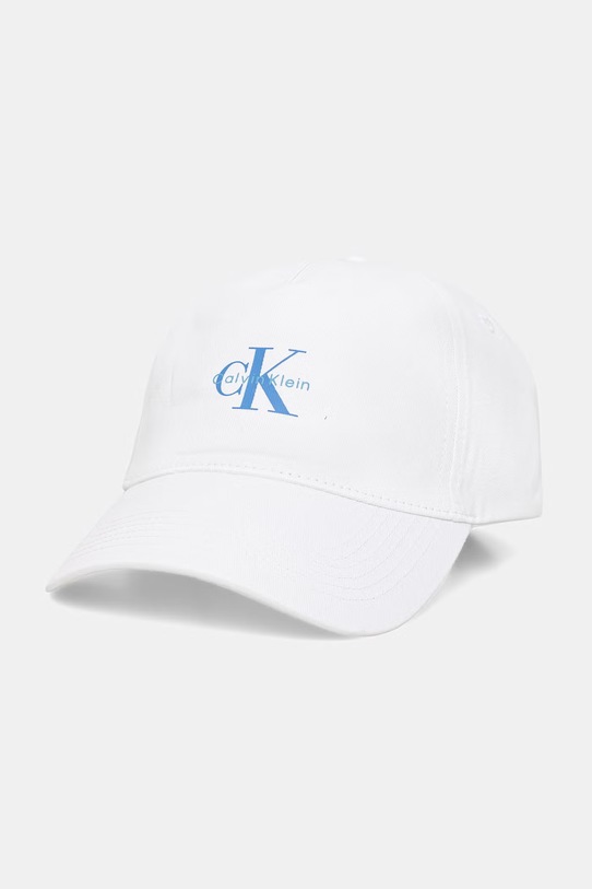 Calvin Klein Jeans baseballová čepice dámská bavlněná bílá LV04K5027G