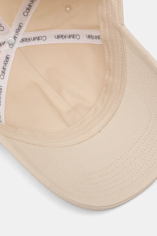 Bavlněná baseballová čepice Calvin Klein Jeans béžová LV04K5052G