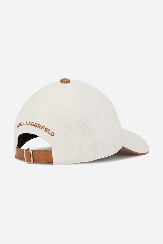 Bavlněná baseballová čepice Karl Lagerfeld A2W33009 béžová SS25