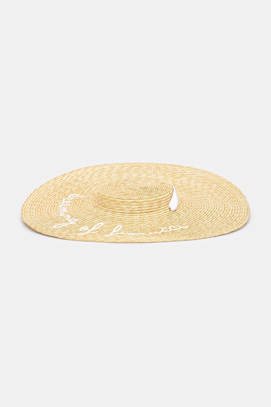 Fiorucci kapelusz Straw Embroidered Tie Ribbon drobny wzór beżowy W02SMAHA399ST01NA02