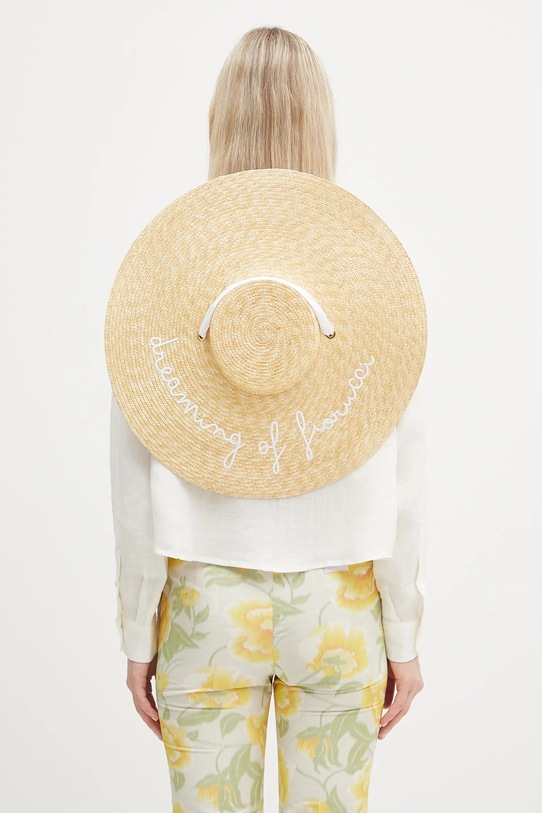 Fiorucci kapelusz Straw Embroidered Tie Ribbon W02SMAHA399ST01NA02