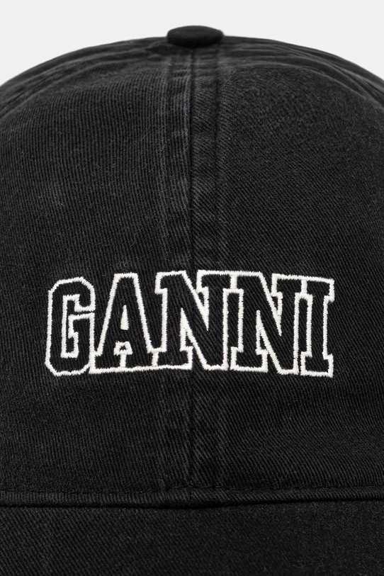 Памучна шапка с козирка GANNI Cap Hat A6300 черен SS25