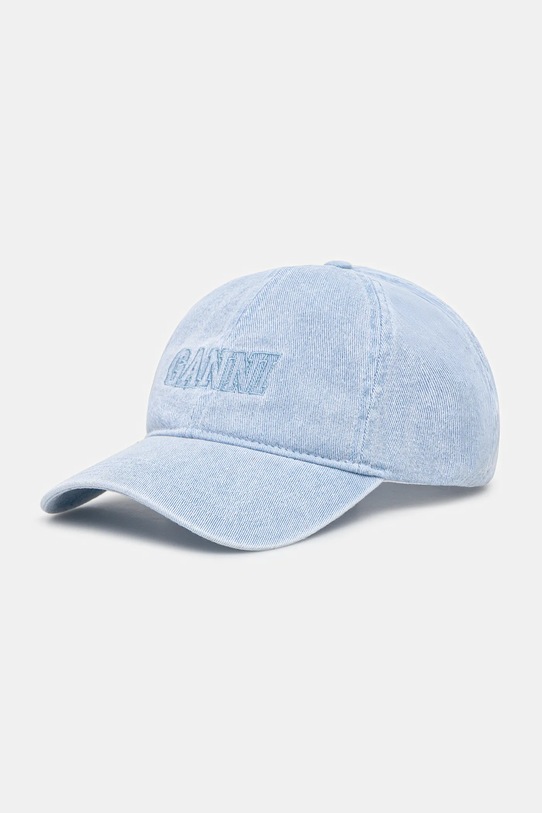 Džínsová šiltovka GANNI Cap Hat Denim nášivka modrá A5760