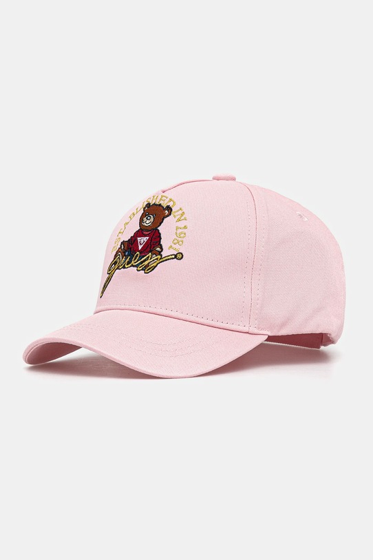 Guess czapka z daszkiem bawełniana dziecięca aplikacja różowy H5RZ09.WO08O.G.PPYA