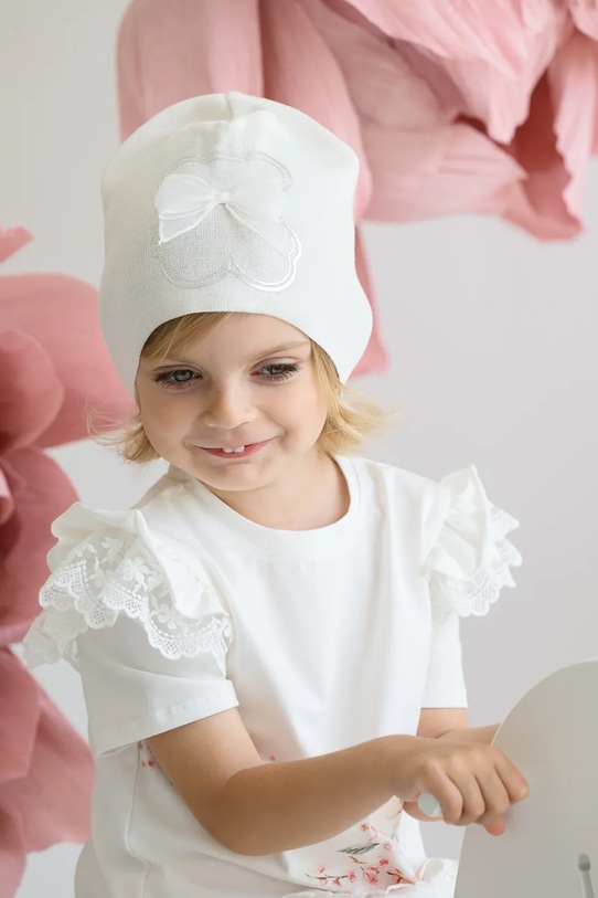 Deklice Otroška bombažna kapa Jamiks MARTINA MARTINA.Nak.gl.JWH060.G bela