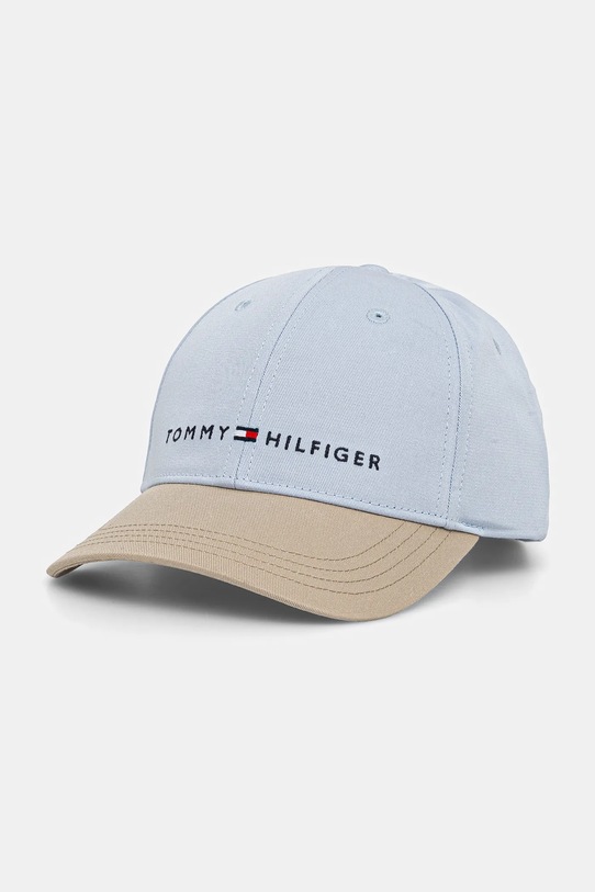 Παιδικό βαμβακερό καπέλο μπέιζμπολ Tommy Hilfiger απλικέ μπλε AU0AU01963.PPYA