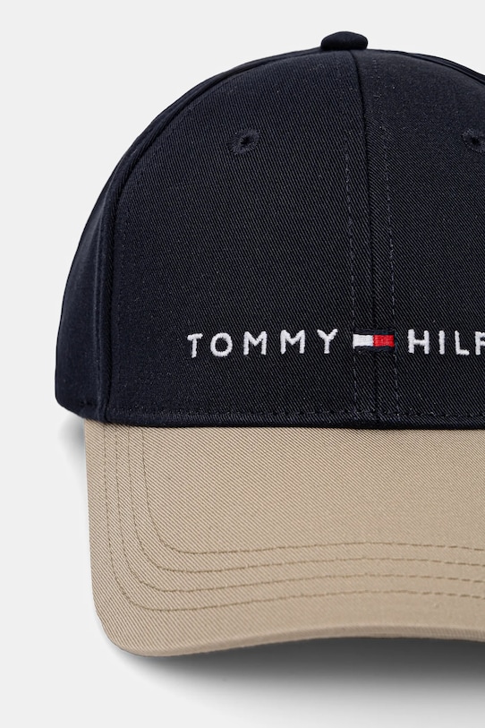 Детская хлопковая кепка Tommy Hilfiger AU0AU01963.PPYA тёмно-синий SS25