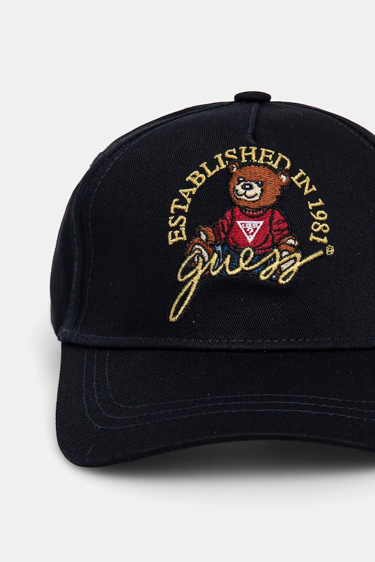 Παιδικό βαμβακερό καπέλο μπέιζμπολ Guess H5RZ09.WO08O.PPYA μαύρο SS25