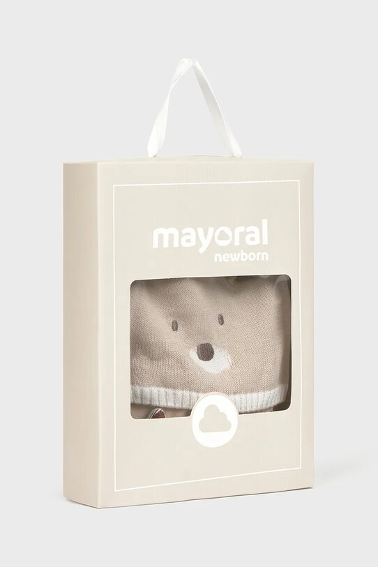 Chłopiec Mayoral Newborn czapka i skarpetki niemowlęce 9874.1B.Newborn.PPYH beżowy