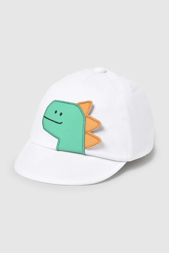 Mayoral Newborn czapka z daszkiem bawełniana dziecięca aplikacja biały 9885.1P.Newborn.PPYH