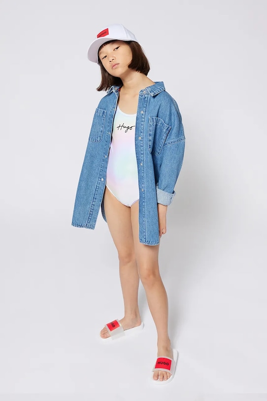 HUGO czapka z daszkiem bawełniana dziecięca biały G00313