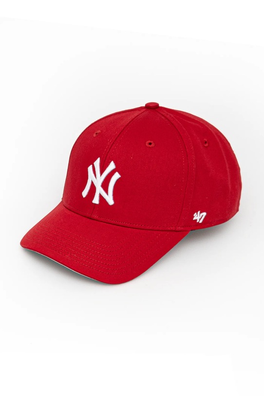 Παιδικό βαμβακερό καπέλο μπέιζμπολ 47 brand MLB New York Yankees απλικέ κόκκινο B.RAC17CTP.RD.KIDS