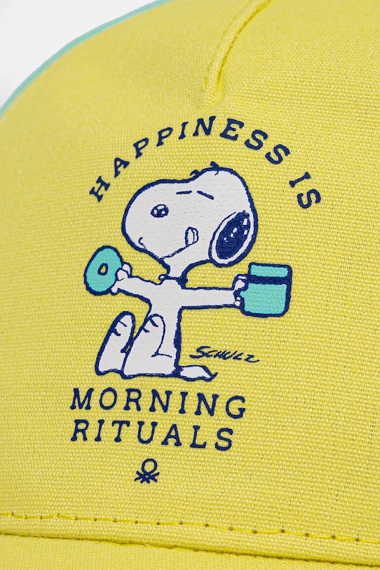 Дитяча бавовняна кепка United Colors of Benetton жовтий 6LDDGA01B.P.Seasonal