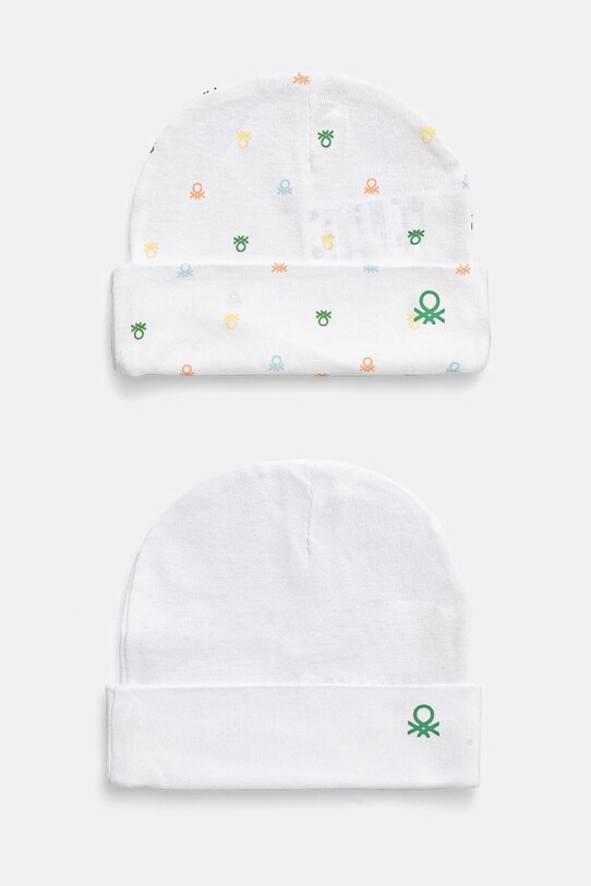 Бавовняна шапка для немовля United Colors of Benetton 2-pack бавовна білий 3PWB0A004.W.Seasonal