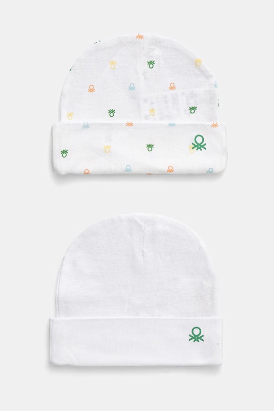 Pamučna kapa za bebe United Colors of Benetton 2-pack pamuk bijela 3PWB0A004.W.Seasonal