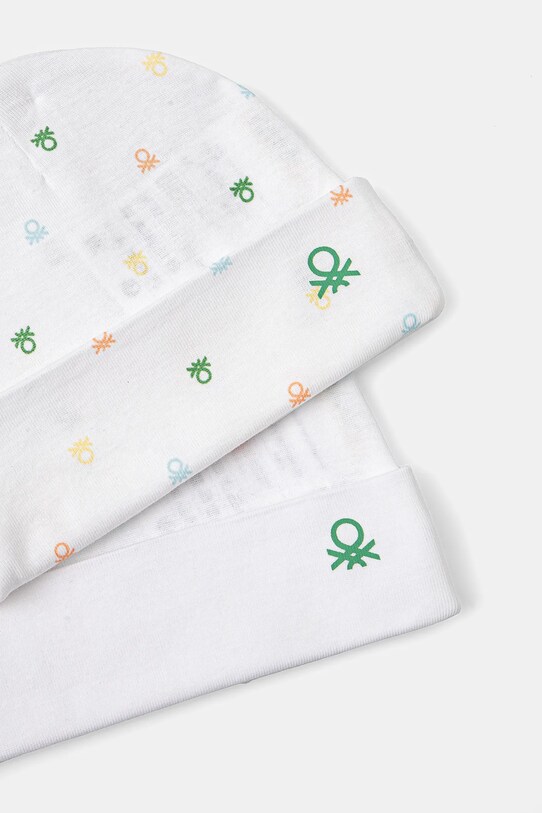 Бавовняна шапка для немовля United Colors of Benetton 2-pack 3PWB0A004.W.Seasonal білий SS25