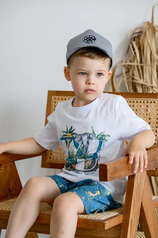 Jamiks șapcă din bumbac pentru copii OMER bumbac gri OMER.or.Nak.gl.JLH101.K