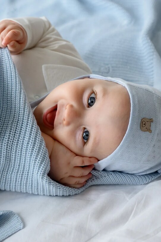 Kojenecká čepice Jamiks VERONA bavlna modrá VERONA.Nak.glo.JLH066.K