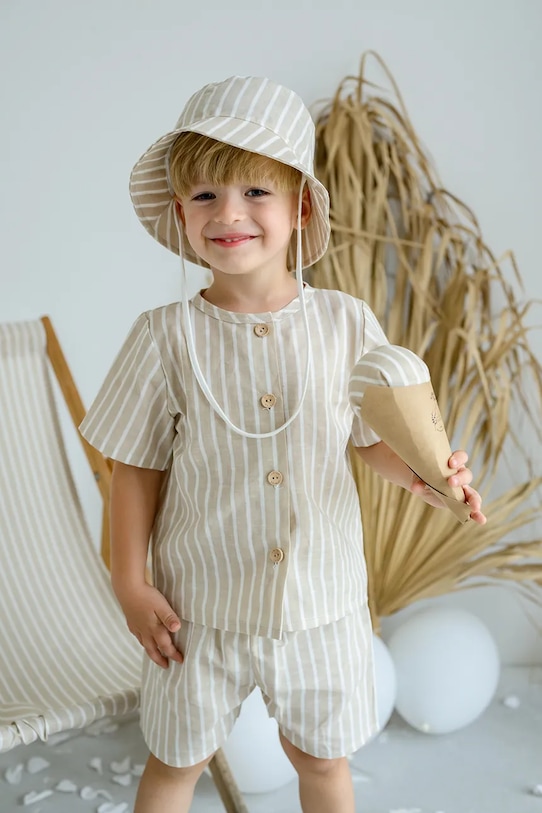 Дитячий лляний капелюх Jamiks ZURIMAN ZURIMAN.le.Nak.JLH148.K бежевий