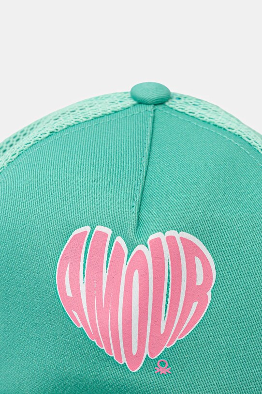 United Colors of Benetton czapka z daszkiem dziecięca 6XJNCA02L.G.Seasonal turkusowy SS25