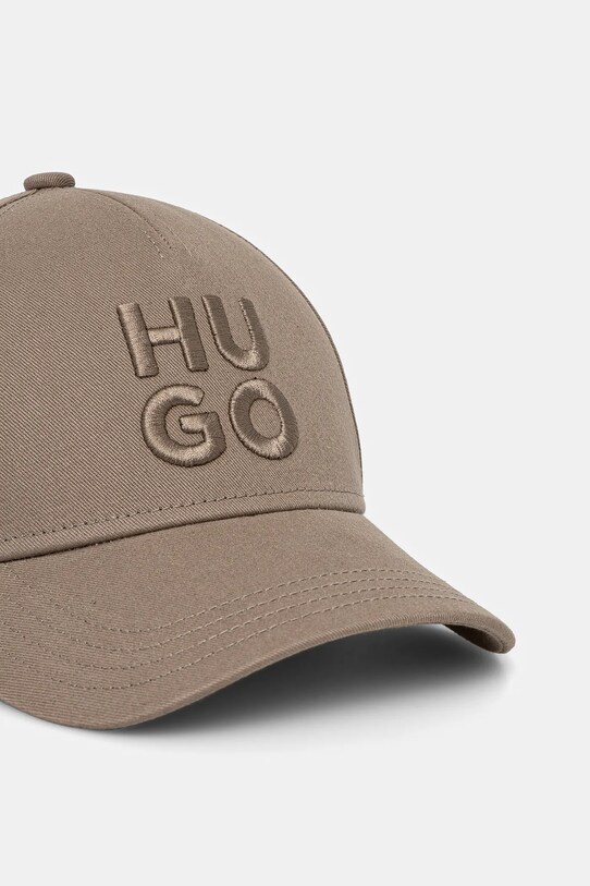 Βαμβακερό καπέλο του μπέιζμπολ HUGO 50533409 καφέ SS25