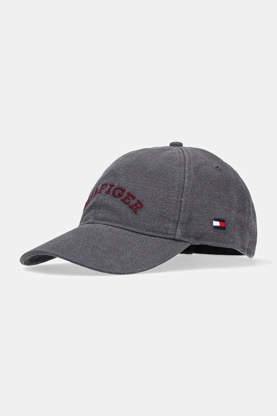 Хлопковая кепка Tommy Hilfiger аппликация серый AM0AM13003