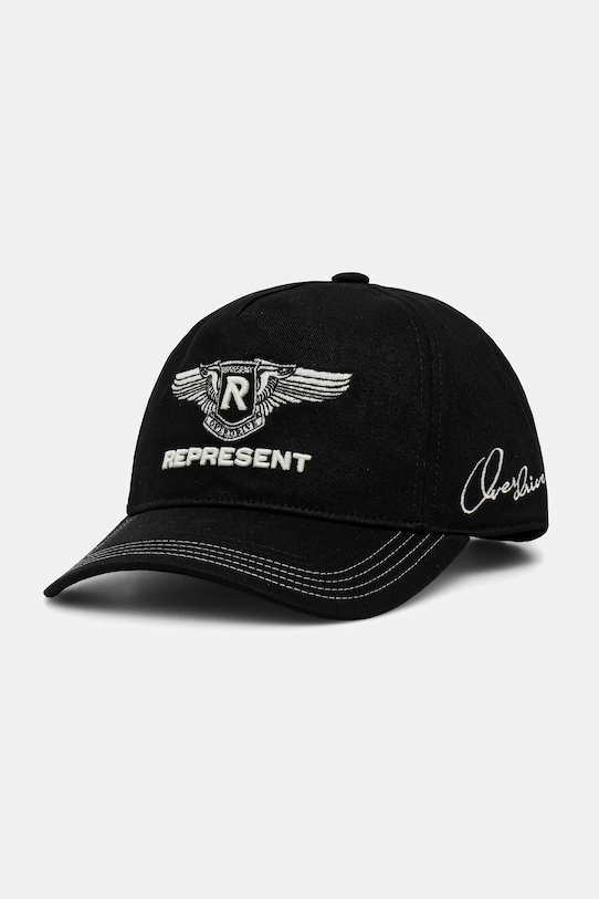 Pamučna kapa sa šiltom Represent Overdrive Badge Cap natpis crna MLM8851.01