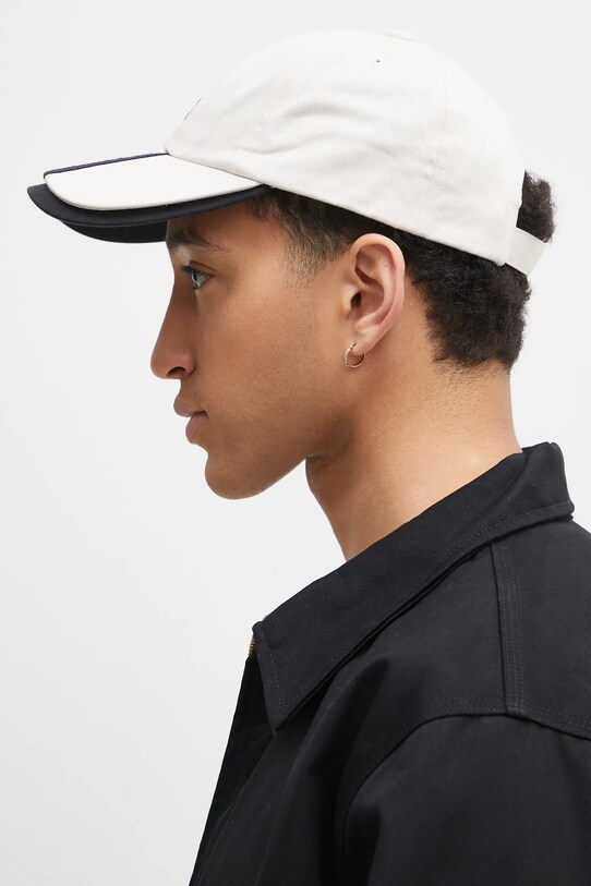 Y-3 czapka z daszkiem bawełniana Stripes Double Brim Cap JM9041 beżowy SS25