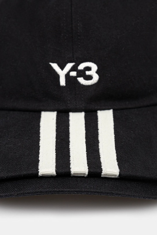 Y-3 șapcă de baseball din bumbac Stripes Double Brim Cap JN7183 negru SS25
