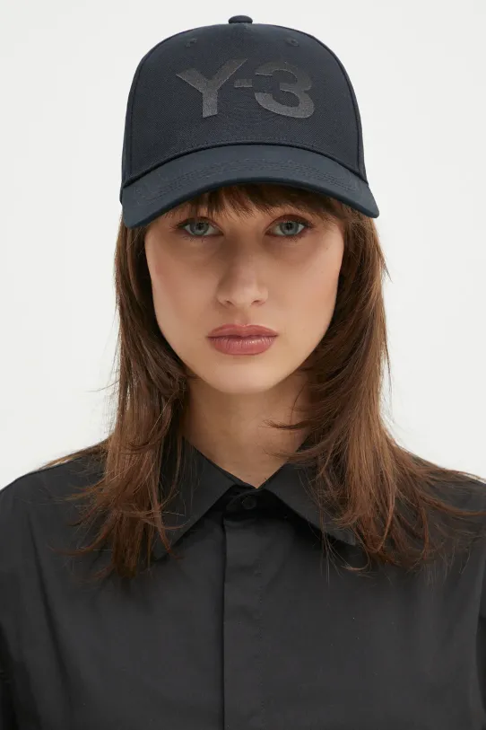 Kapa sa šiltom Y-3 Stripes Double Brim Cap bez uzorka crna JP1143