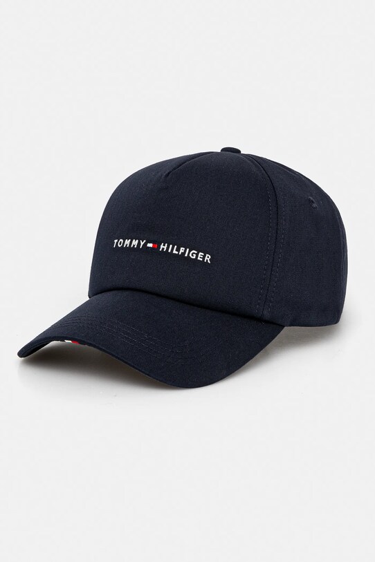 Tommy Hilfiger czapka z daszkiem bawełniana aplikacja granatowy AM0AM13162