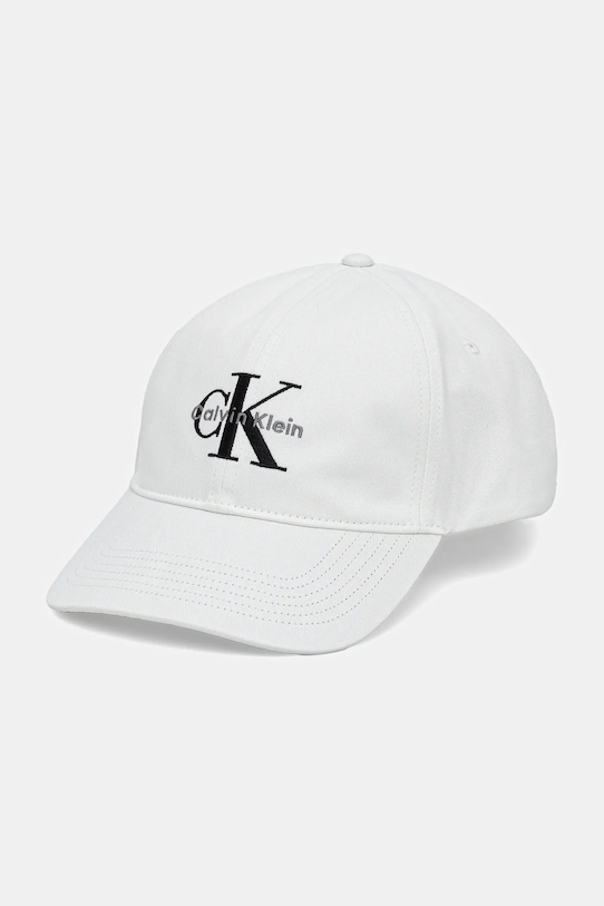 Памучна шапка с козирка Calvin Klein Jeans памук бял LV04G5004G
