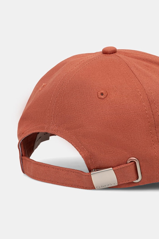 Akcesoria Calvin Klein czapka z daszkiem męska bawełniana LV04G5004G pomarańczowy
