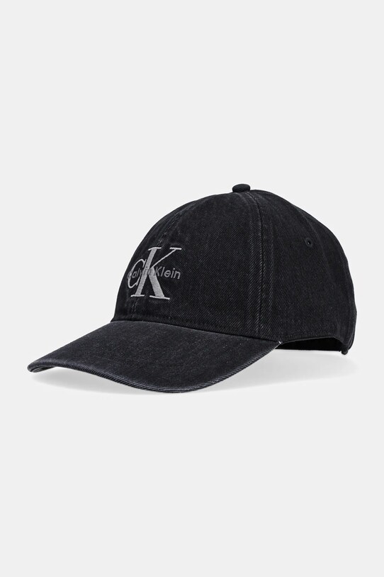 Τζιν καπέλο μπέιζμπολ Calvin Klein Jeans απλικέ μαύρο LV04G5007G