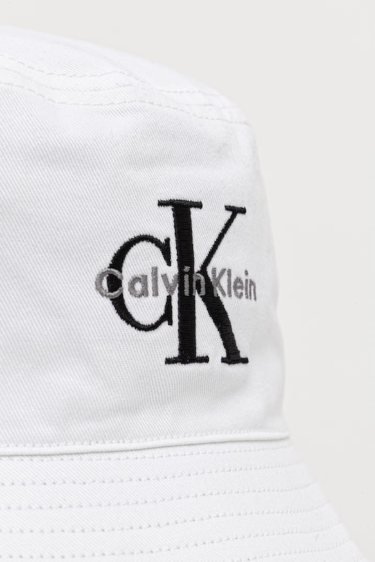 Doplňky Calvin Klein Jeans bucket klobouk pánský bavlněný LV04G5020G bílá