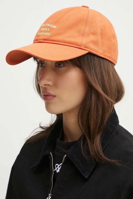 Bavlnená šiltovka Drôle de Monsieur La Casquette Slogan G.CP151.CO138.RT oranžová SS25