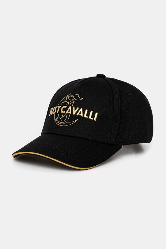 Just Cavalli czapka z daszkiem bawełniana aplikacja czarny 78QAZK50.ZG318