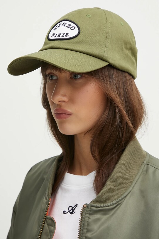 Хлопковая кепка Kenzo FF58AC521F48.50 зелёный SS25