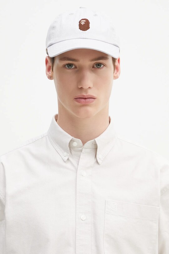 Βαμβακερό καπέλο του μπέιζμπολ A Bathing Ape One Point 1L30180001 γκρί SS25