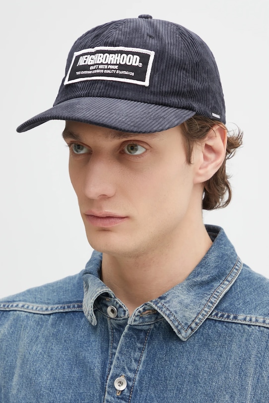 NEIGHBORHOOD czapka z daszkiem bawełniana Corduroy Dad Cap 242YGNH.HT04 granatowy SS25