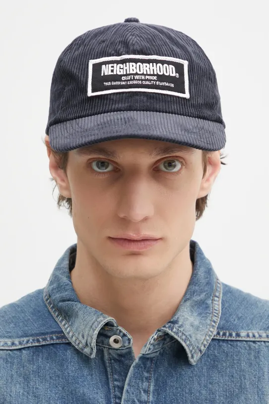 NEIGHBORHOOD czapka z daszkiem bawełniana Corduroy Dad Cap bawełna granatowy 242YGNH.HT04