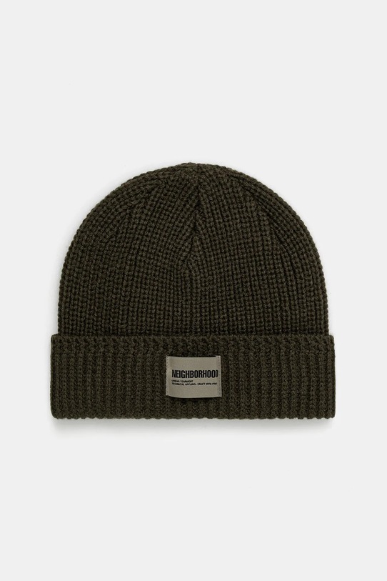 NEIGHBORHOOD czapka z domieszką wełny Jp Beanie gładkie zielony 242FUNH.HT01