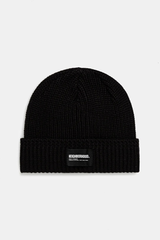 Шапка с примесью шерсти NEIGHBORHOOD Jp Beanie гладкий чёрный 242FUNH.HT01