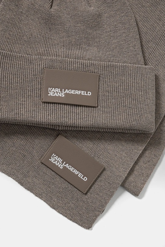 Kapa i šal s dodatkom vune Karl Lagerfeld Jeans bež A1W33191