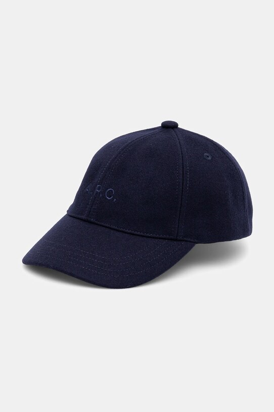 A.P.C. czapka z daszkiem wełniana casquette charlie wełna granatowy WOARV.M24069