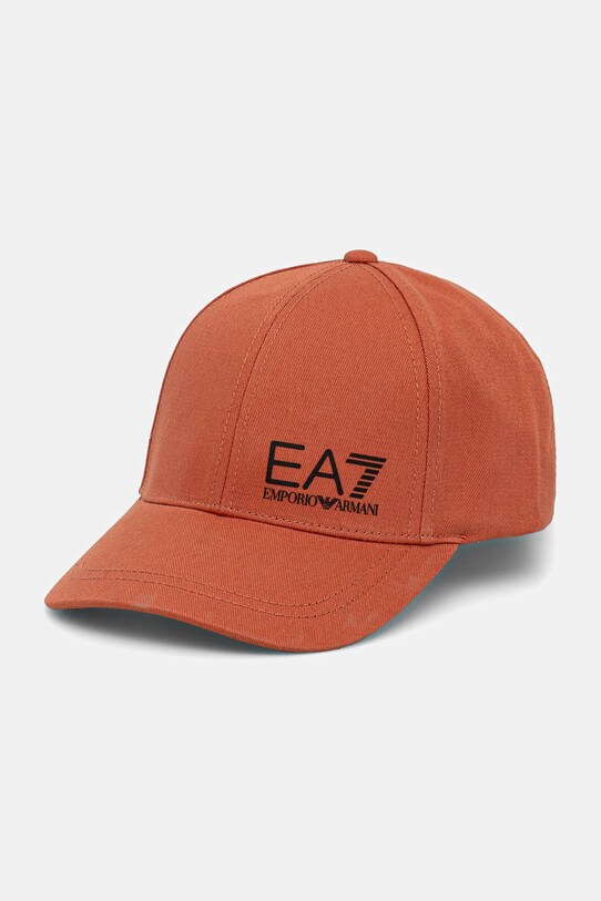 Бавовняна бейсболка EA7 Emporio Armani гладкий помаранчевий AF11989.7X000005