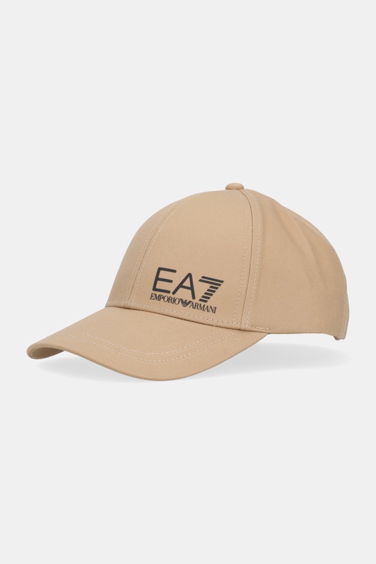 EA7 Emporio Armani czapka z daszkiem bawełniana bawełna beżowy AF11989.7X000005